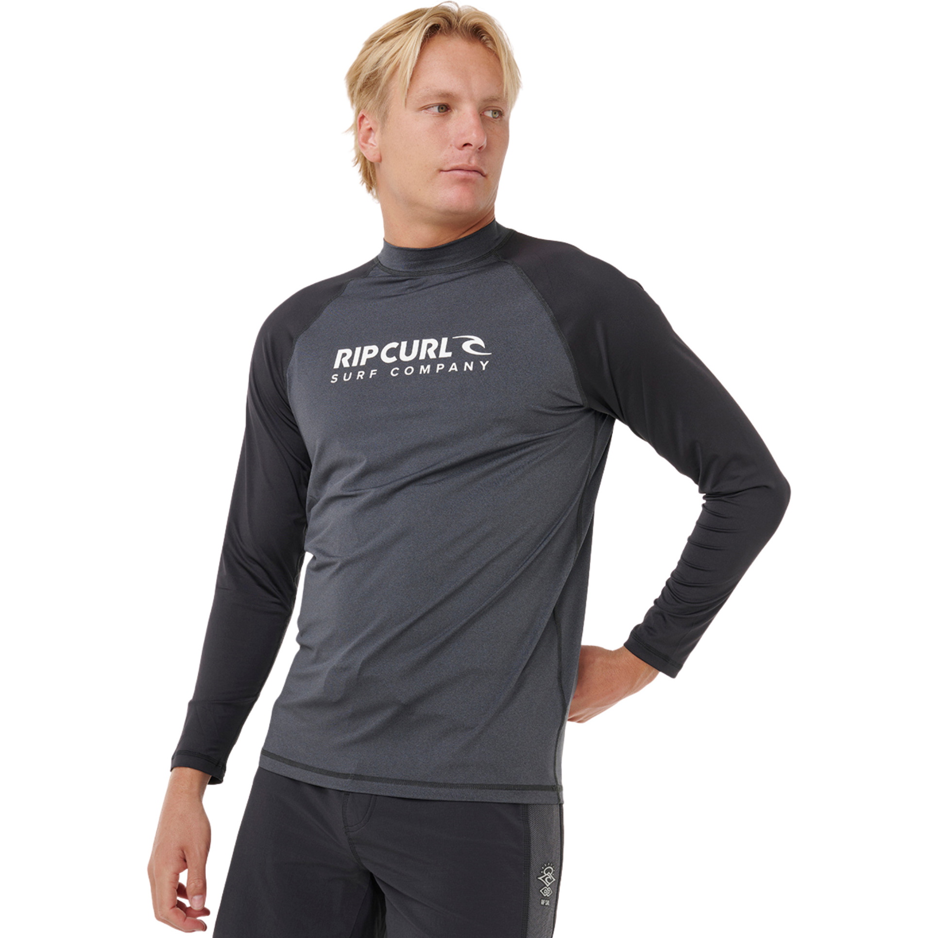 2026 Rip Curl Männer Shock UPF Langarm-Lycra-Weste 16GMRV - Black Marle